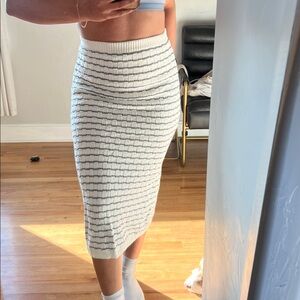 Freshman Black and White Striped Pencil Skirt